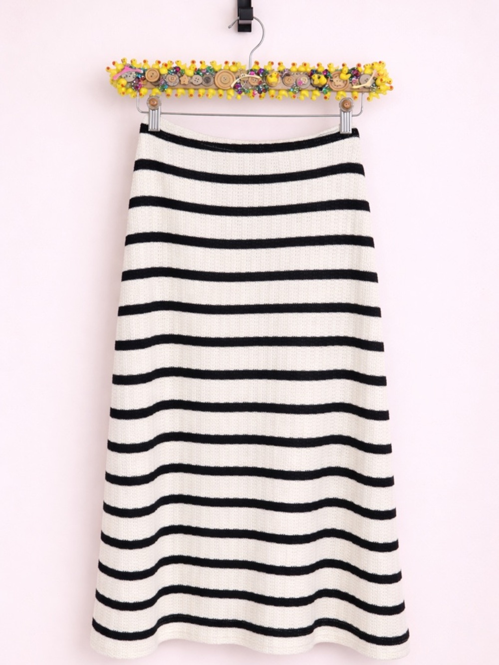 H&M Black and White Striped A-Line Knit Skirt